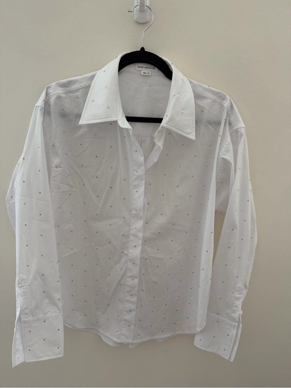 Good American White Shirt with Silver Stud Details